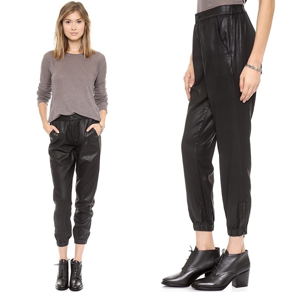 AG Adriano Coated Black Tapered Pants L